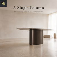 Table à manger en marbre italien de style luxueux pour villa et restaurant, mobilier au style épuré, table à manger moderne