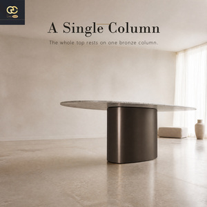 Table <span class=keywords><strong>à</strong></span> manger en marbre italien de style luxueux pour villa et restaurant, mobilier au style épuré, table <span class=keywords><strong>à</strong></span> manger moderne - Product Image 2