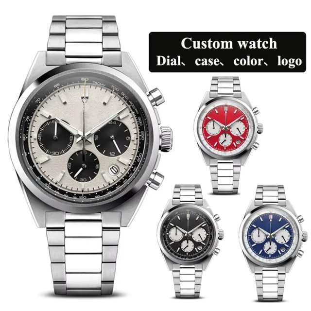 CustoMulti-Function Movement Men's Stainless Steel Wristwatch Glass Chronograph 5 ATM Water Resistant Luxury Business Style
