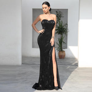 Vestidos ชุดเดรสยาวรัดรูปโชว์หลังคอวีสำหรับผู้หญิง,ชุดเดรสออกงานเลี้ยงผ้าเลื่อมยาวชุดเดรสลำลองสำหรับงานพรอมสุดเซ็กซี่งานพรอมคอ V ชุดเดรสงานปาร์ตี้ตอนเย็นงานแต่งงาน - Product Image 1
