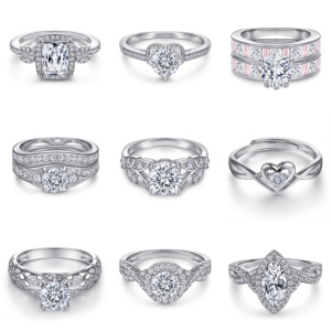 Bagues de mariage pour femmes, luxe, en argent sterling 925 plaqué rhodium, serties de zircons, style éternité, pour fiançailles et anniversaire - Product Image 2