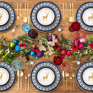Offre Spéciale Noël et Nouvel An : Service de Table en Porcelaine Fine (Bone China) Thème Cerf – Assiettes à Steak, Dessert et Spaghetti - Product Image 6