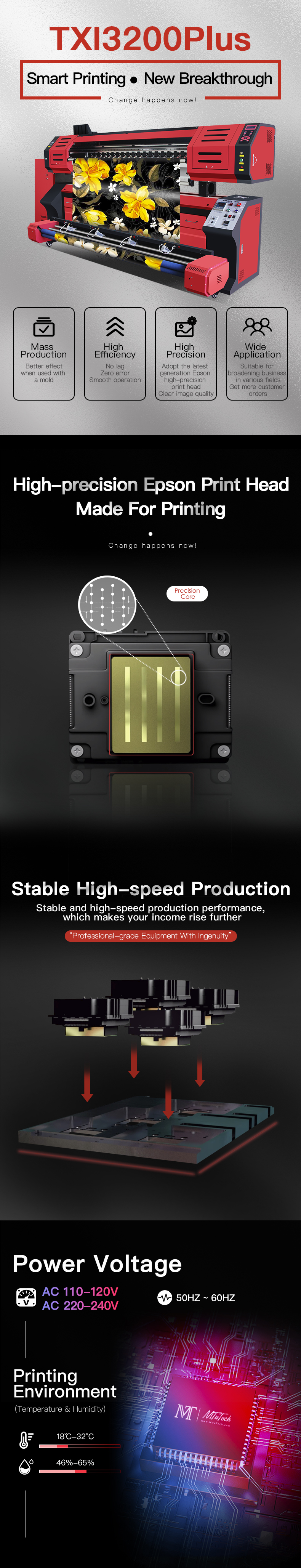 MT 1.8meters I3200 Printhead Sublimation for home textile printing