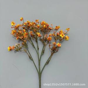 Flores Artificiales Qiye, Flor de Aliento de Bebé Naranja de Seda, Decoración Moderna para Bodas y Hogar, Estilo Instagram - Product Image 1