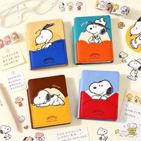 Cuaderno de Bolsillo Snoopy, Mini Diario Portátil con Ranura para Tarjetas, Bonito Libro de Notas, Papelería para Estudiantes