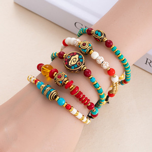 <span class=keywords><strong>Pulsera</strong></span> de Estilo Étnico para Mujer, Diseño Artesanal Nepalí Vintage, <span class=keywords><strong>Pulsera</strong></span> Creativa con Cuentas y Campanas de Estilo Tibetano - Product Image 2
