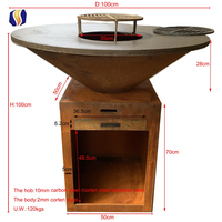 Foyer de barbecue classique en acier Corten avec magasin de bûches pour jardin extérieur