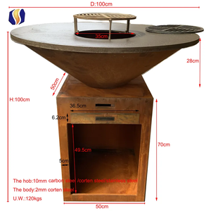 Pozo de fuego de barbacoa clásico de acero Corten con tienda de troncos para jardín al aire libre - Product Image 1