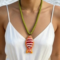 Collier pendentif poisson bohème en gros pour femmes, collier de perles colorées, bijoux de plage d'été
