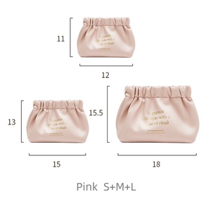 Fabbrica all'ingrosso logo personalizzato design di lusso nuovo rosa <span class=keywords><strong>piccola</strong></span> pelle PU mini sacchetto da toilette viaggio trucco cosmetico - Product Image 6