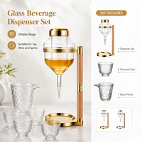 Distributeur de boissons froides en verre en gros, refroidisseur de vin avec support et couvercle en acier inoxydable pour bar et fête