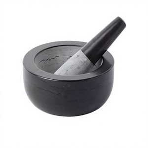 Mortero y pilón de mármol hechos a mano, de calidad superior, forma redonda, para moler medicamentos y especias. - Product Image 1