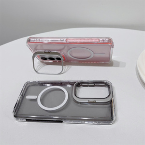 Shockproof Clear Magnetic Frame stand Mobile Phone case for Samsung 26 ultra S25 S24 <b>Camera</b> holder Transparent 3 in 1 Back Cover - Product Image 6