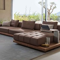 Canapé d'angle en cuir véritable de luxe italien de haute qualité pour salon de maison de prestige