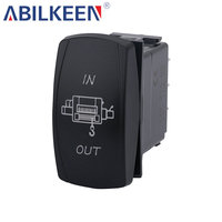 Interruptor basculante universal de 7 pines para cabrestante, con símbolo láser de entrada/salida, clasificación de 20A, con indicador LED para paneles de control de cabrestantes de posventa