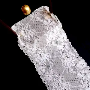 071670 Factory Supplier Bridal French Lace Wide 20 Cm Fashion Elastic Lace Trim For Under Wear