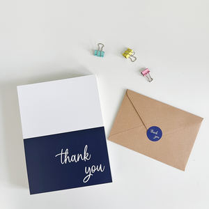 2025 도매 맞춤형 인사말 카드, 크라프트 종이 4x6 인치, 빈 카드, 즉시 배송, 감사 카드, 네이비 블루 무광 라미네이션 - Product Image 6