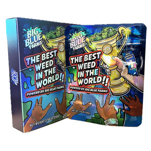 Stokta egzotik holografik lazer Mylar çanta koku geçirmez şeker ayakta duran torba oyuncak kör çanta 3.5g Mylar fermuarlı çantalar ile kutu seti - Product Image 1