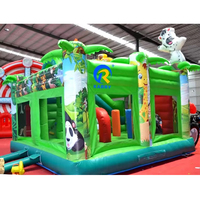 Structure gonflable commerciale sur le thème des animaux, combo château gonflable et toboggan, garantie 3 ans, certifiée CE, installation facile