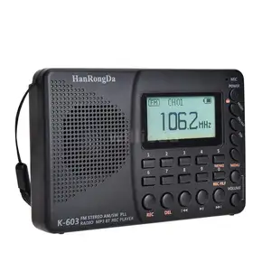 HRD603 Portable AM/FM/SW Radio LCD Digital TF/Bluetooth MP3 Player Recorder