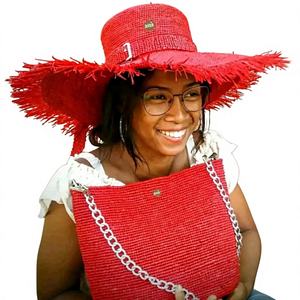 Sac en paille tissé à la main avec pompon Sac fourre-tout bohème d'été pour femmes Doublure en raphia ajoute du peps à toute tenue - Product Image 1