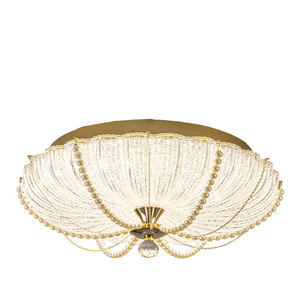 Modern Minimalist Round Crystal Ceiling Light Led Living Room Bedroom Eye Protecting Light Source Hardwired <b>Switch</b> Control - Product Image 2