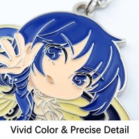 Vente en gros de marchandises d'anime haute fidélité, porte-clés en alliage de zinc fait main, personnalisé, figurine de dessin animé en émail rond