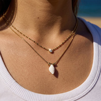 Collares con Colgantes en Capas de Acero Inoxidable Chapado en Oro de 18K, Resistentes al Deslustre, con Temática Oceánica, para un Estilo Veraniego y Vacacional en la Playa