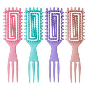 Peigne volumisant à trois branches, à dents larges, pour massage et coiffage des cheveux, pour femmes aux cheveux longs, usage domestique, en matériau TPEE - Product Image 5