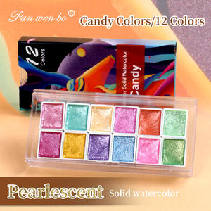 Panwenbo 6/12 Farben <span class=keywords><strong>Metallic</strong></span> Aquarell Farbe Set Glitter Solid Colors Semi-Moist Perl glanz Aquarell für Anfänger Künstler - Product Image 5