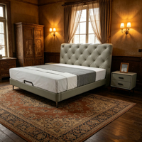 Lit moderne minimaliste et épuré, réglable, avec finition en pin métallique, revêtement en cuir véritable, écologique et confortable