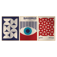 Décoration murale moderne : Ensemble d'art abstrait à motifs géométriques avec cadre en aluminium, affiche sur toile personnalisable pour projets résidentiels et hôteliers