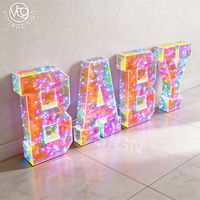 Lettres holographiques irisées personnalisées de 4 pieds, chiffres LED lumineux pour la décoration de fonds d'événements et de scènes