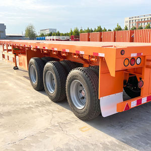 Semirremolque de plataforma alta de 40 pies de fábrica, 50T, de tres ejes, con neumático super individual para transporte de contenedores - Product Image 2