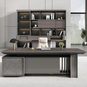 Unique Shape Luxury Boss Office <strong>Desk</strong> Modern Furniture L-Shaped <strong>Table</strong> <strong>Desk</strong> Soft Closing Wire Cord Manager Sockets Boss <strong>Desk</strong> - Product Image 1