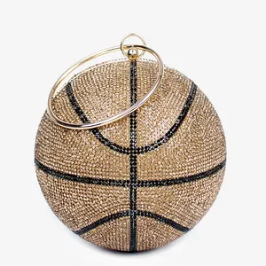 Trendy Rhinestone crystal football basketball purse big capacity new style handbags for women ladies basketball bag