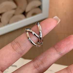 Bague triple en argent sterling S925, classique, sertie de diamants, entrelacée, plusieurs couches, enroulements exquis, technologie d'incrustation à griffes - Product Image 3
