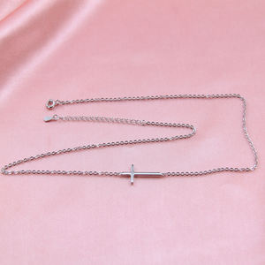 <strong>Sideway</strong> cross <strong>necklace</strong> 925 sterling silver cross <strong>necklace</strong> sliver Jinyuan <strong>initial</strong> bar pendant <strong>necklace</strong> jewelry anniversary - Product Image 5