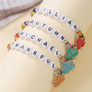 Pulsera de Cuentas con Letras de Calabaza de Varias Capas para Mujer, Regalo de Acción de Gracias, Joyería, Accesorio de Moda Unisex - Product Image 4