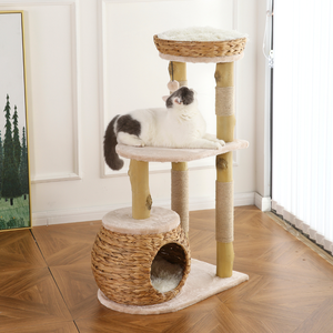 <span class=keywords><strong>Arbre</strong></span> <span class=keywords><strong>à</strong></span> <span class=keywords><strong>chat</strong></span> écologique avec griffoir, condo en résine, bois de poirier, jute et corde de jute pour chats adultes - Product Image 4