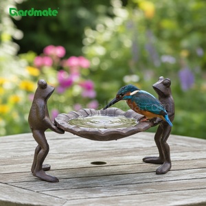 Vasca per uccelli in ghisa con supporto per due rane, per patio e giardino - Product Image 3