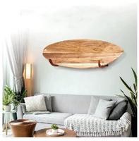 Support mural en bois pour planches de surf, fabriqué en usine, avec crochets et rails écologiques pour longboards et shortboards