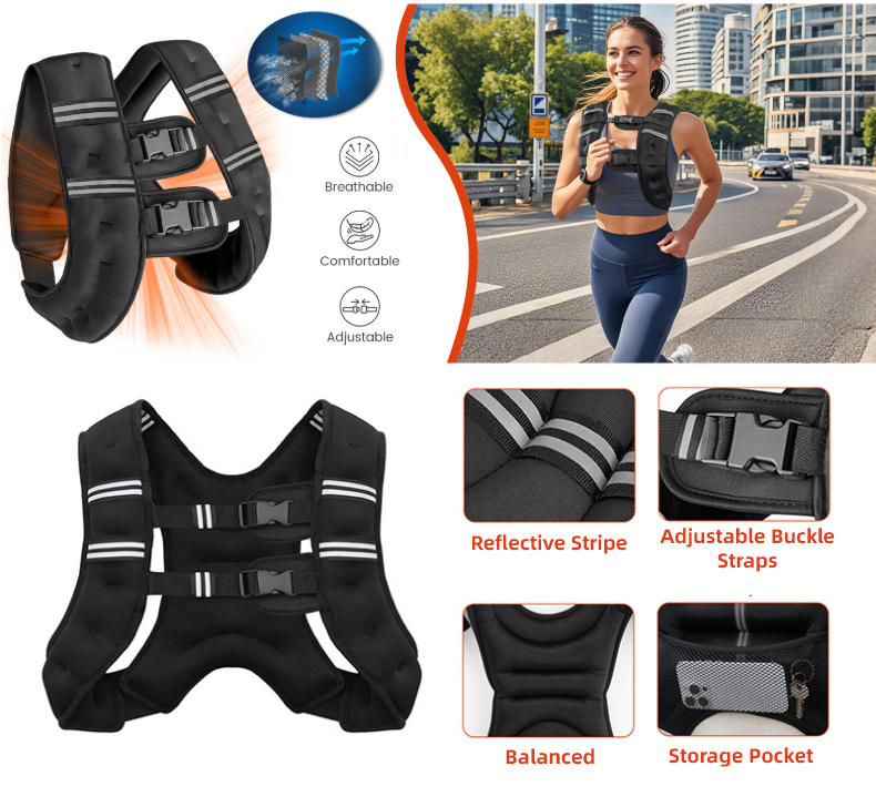 Gilet Lesté Gymnastics Power 11,3 Kg – Poids En Fer Amovibles, Réglable, Nylon 1000D – Entraînement Musculation Et Cardio