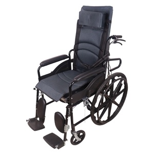 Sedia a rotelle reclinabile manuale con schienale alto, design completamente reclinabile, schienale regolabile, telaio in acciaio al carbonio, portatile per terapia fisica - Product Image 2