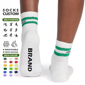 Custom High Elastic Rib Striped Breathable Unisex Sport <b>Sock</b> Good Quality Custom Knit Quarter Sport <b>Sock</b> Wholesale - Product Image 2