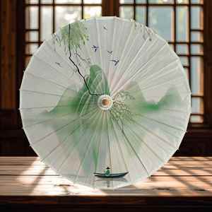 GUANSEN GS44 84CM Handmade Wood Oilpaper <b>Panel</b> Umbrella Elegant Straight Design Printed Wedding & Party Use Hand Fan - Product Image 4