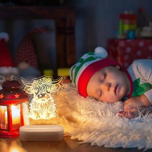 High Quality <b>Acrylic</b> Material Custom Christmas 3D Design Pattern Wooden Base LED Night Light DIY Writing <b>Board</b> Customized Color - Product Image 4