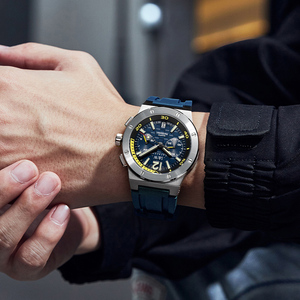 Montre de sport et de mode I&W CARNIVAL, mouvement quartz <span class=keywords><strong>Seiko</strong></span> <span class=keywords><strong>VK64</strong></span>, boîtier en acier inoxydable, bracelet en caoutchouc, résistance à l'eau 50m, cadran 42mm - Product Image 5