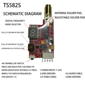 AIRIXXI TS582S 迷你 FPV 发射器-25MW/200MW/600MW 可调功率 48通道 数字频率显示 A-F 组 7-24V 输入 - Product Image 2
