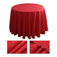 100% Polyester 108 inç beyaz otel restoran parti düğün ziyafet yuvarlak masa örtüsü jakarlı şam masa örtüsü